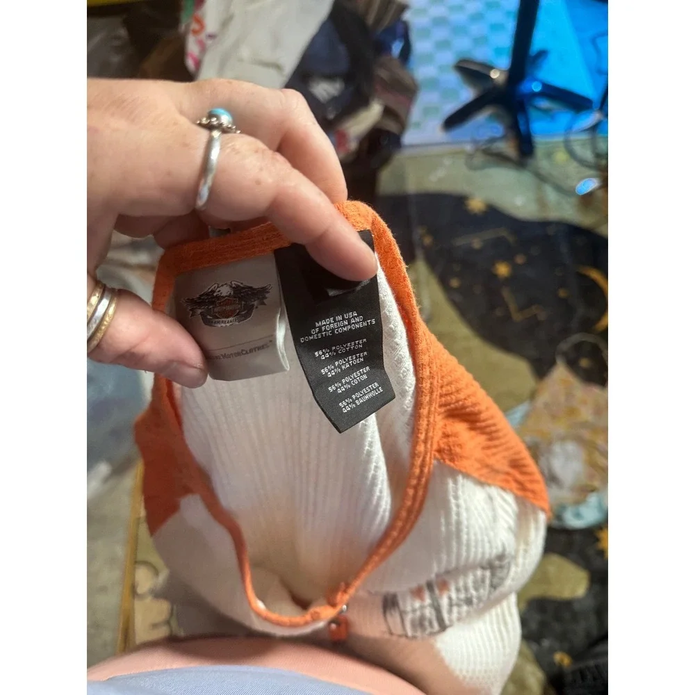 Harley Davidson Playa Del Carmen Mexico Thermal Top Orange White - Picture 2 of 3